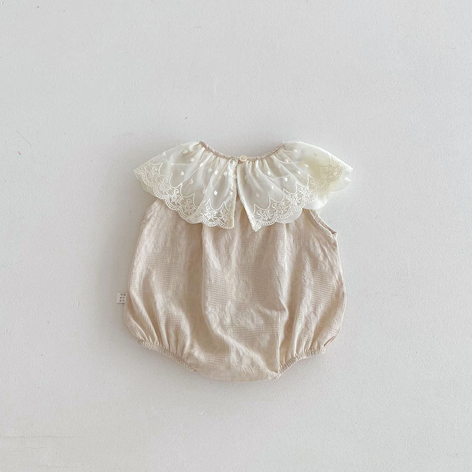 Summer Arrival Baby Girls Lace Embroidery Collar Sleeveless Onesies