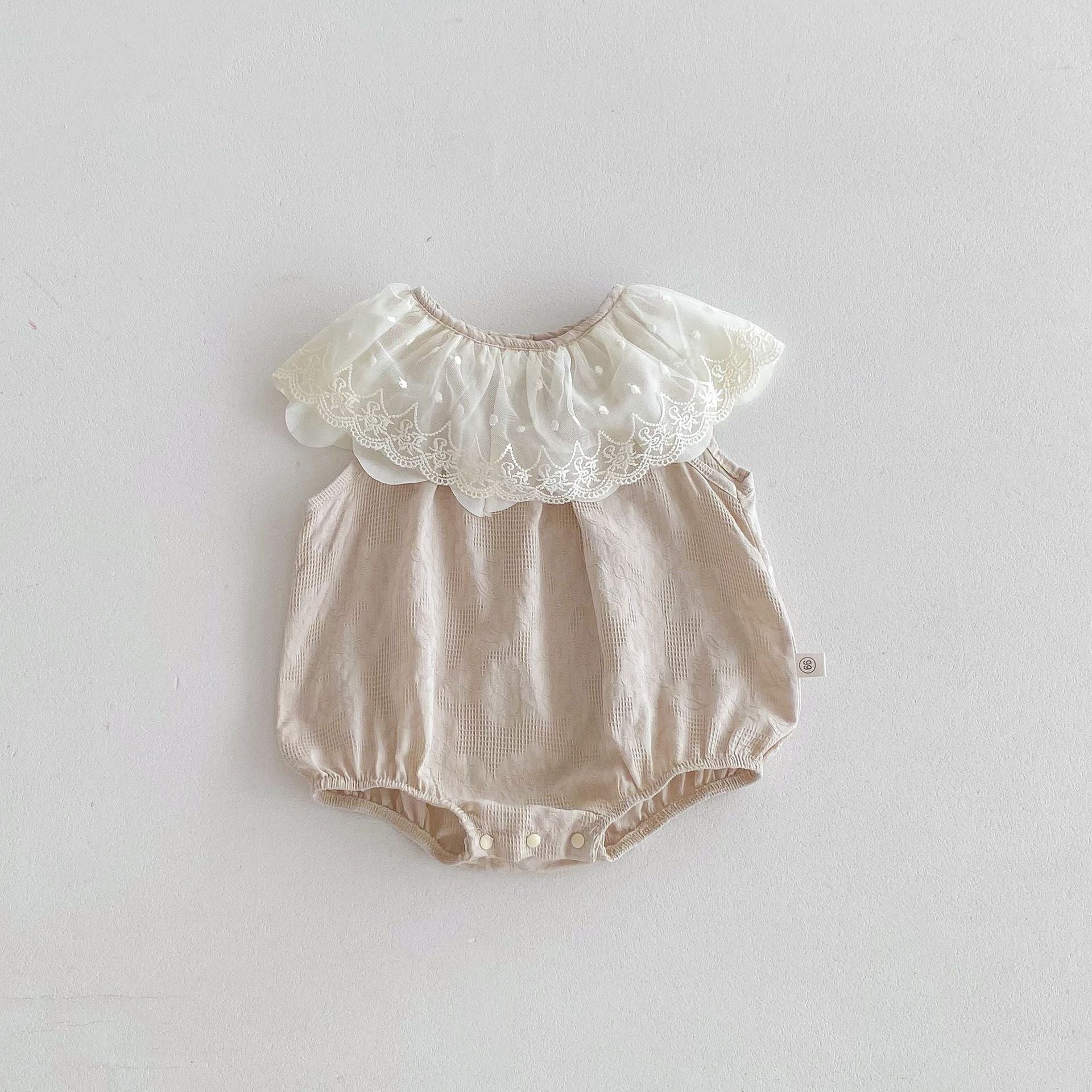 Summer Arrival Baby Girls Lace Embroidery Collar Sleeveless Onesies