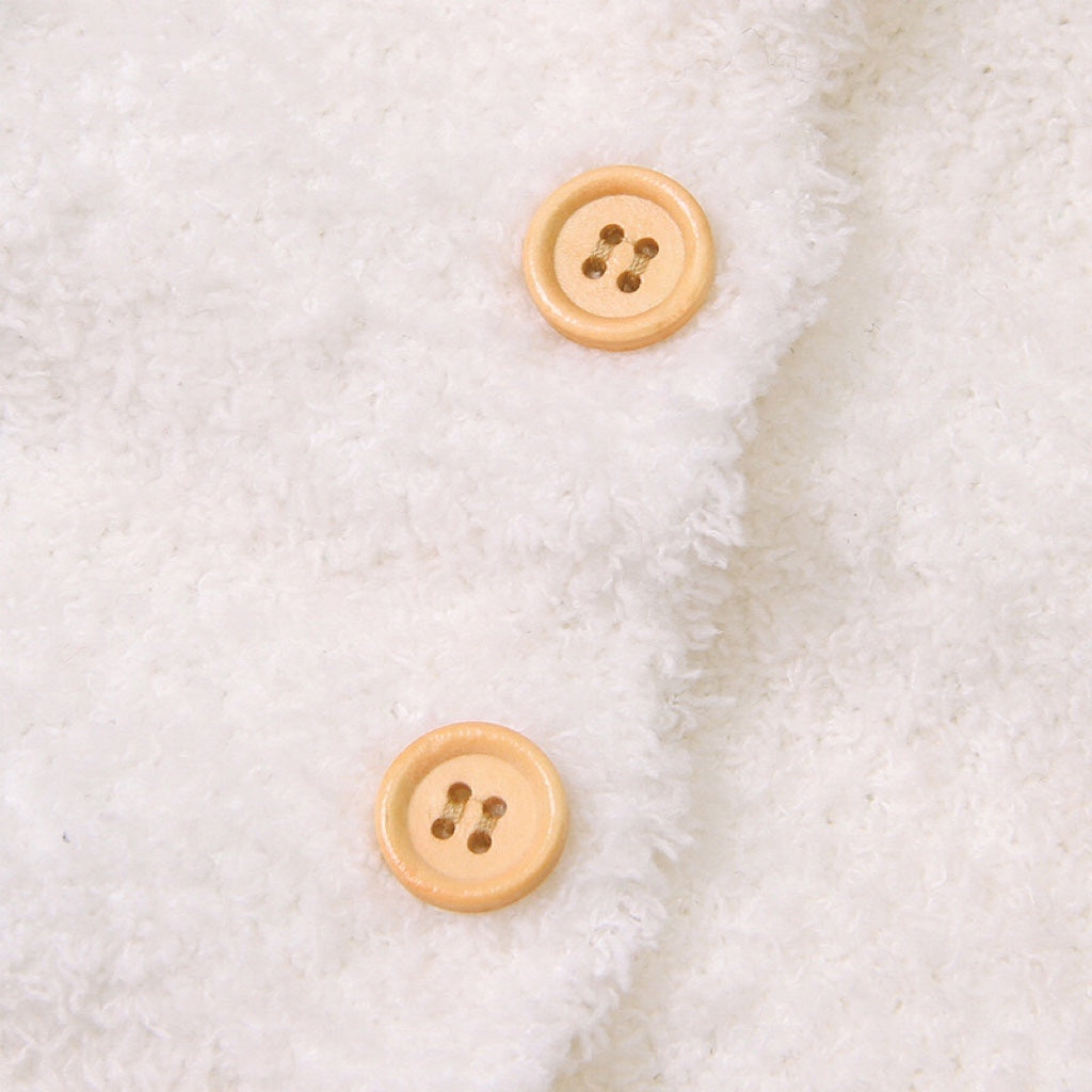 Baby Cartoon Bear Style Button Front Design Long Sleeve Plush Rompers