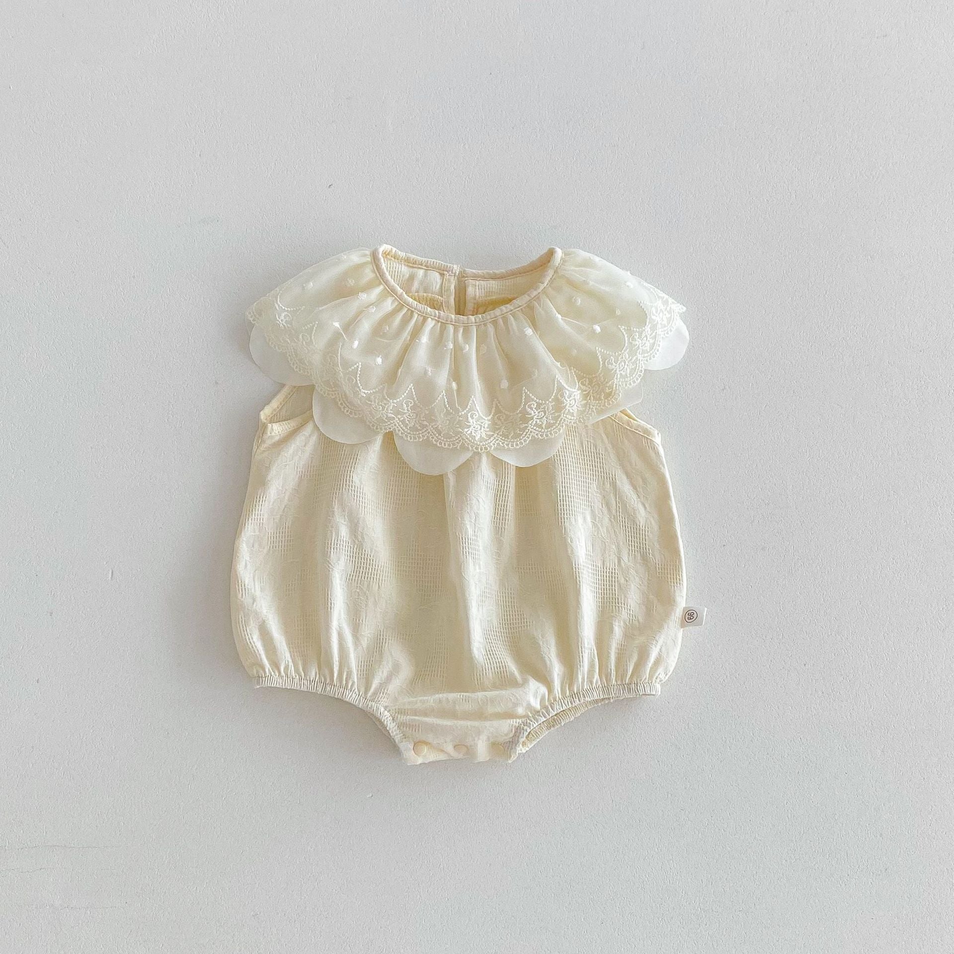 Summer Arrival Baby Girls Lace Embroidery Collar Sleeveless Onesies