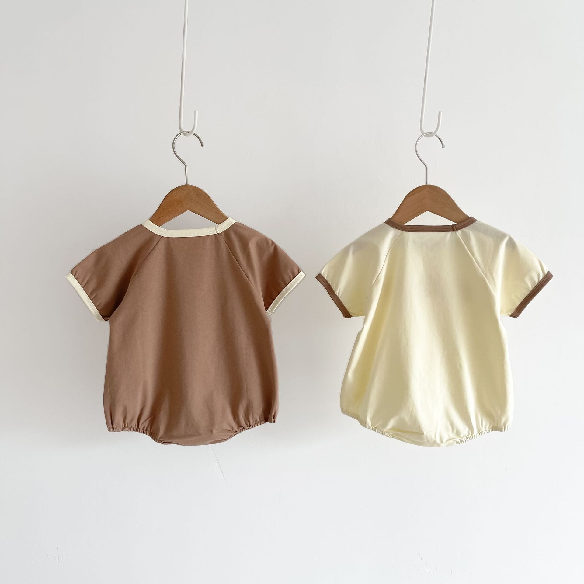 Baby Girl Cute Smile Face Print Short-Sleeved Round Collar Simpfy Onesies